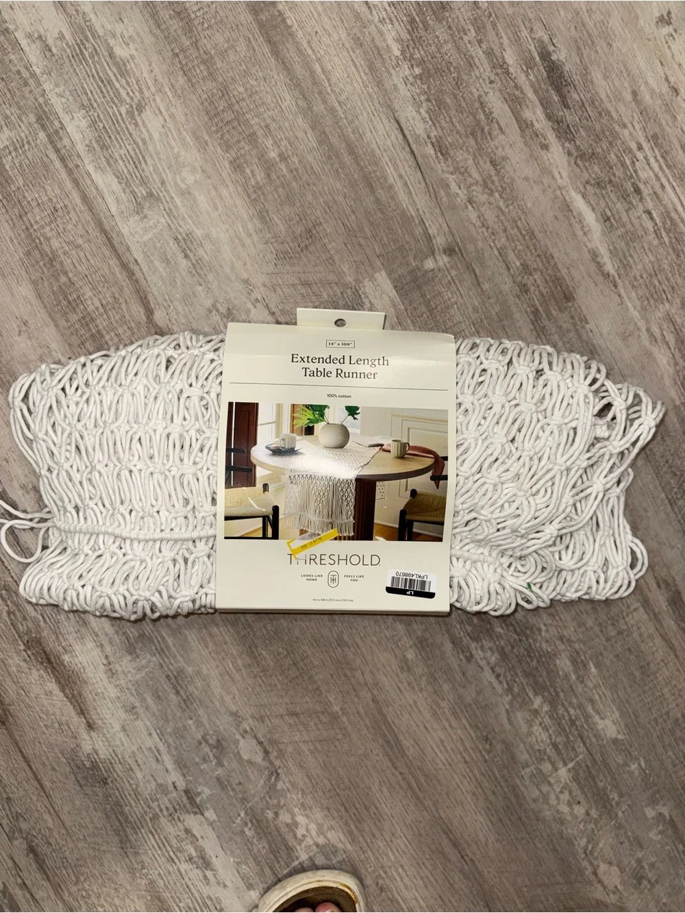 Threshold White Macramé Extended Length Table Runner